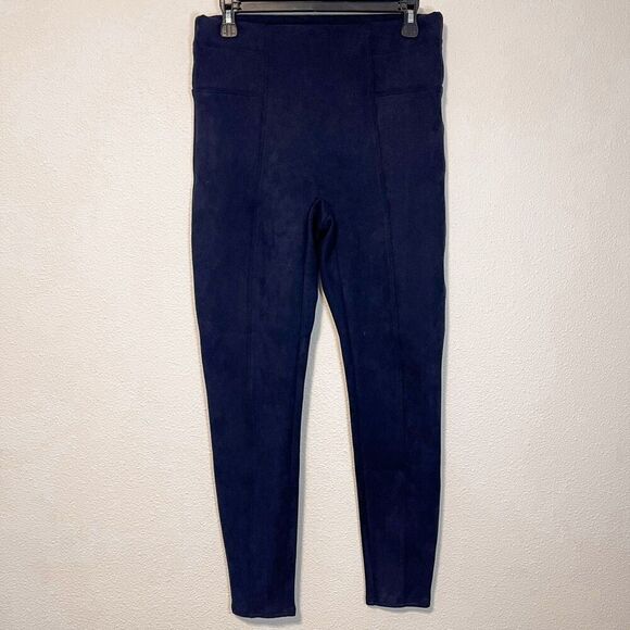 Spanx Faux Suede Navy Leggings Size Large - Picture 1 of 12